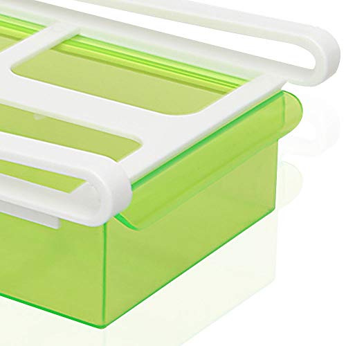 Elinala Organizador de Cajón para Nevera, Organizador Nevera, 2 PCS Refrigeradores de Plástico Contenedores Extraíbles y Organizador de Estante para Verduras y Frutas (Amarillo)