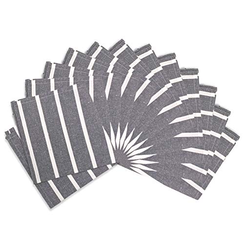Encasa Homes Servilletas de Mesa de Comedor de 12 pcs Juego de Grandes 43 x 43 cm (17 x 17 Inch) - Roma Grises - Tela de Fiesta de algodón Pesado Absorbente Lavable a máquina