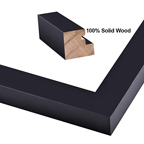 Eono by Amazon - Marco de Fotos de Madera Maciza y Cristal de Alta Definición para Pared o Sobremesa 13x18 cm Negro