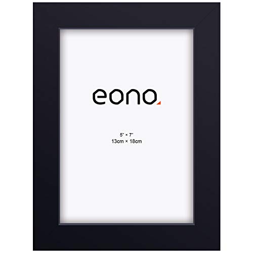 Eono by Amazon - Marco de Fotos de Madera Maciza y Cristal de Alta Definición para Pared o Sobremesa 13x18 cm Negro