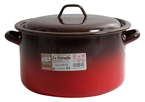 Esmaltaciones La Estrella Fuego - Olla Recta con Tapa, 24 cm, 5,7 L