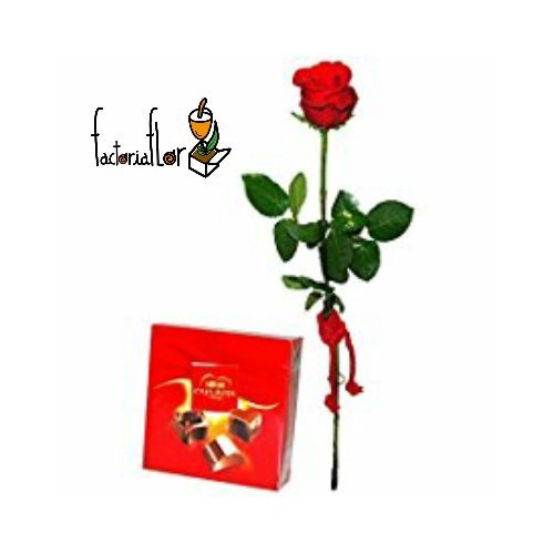ESTUCHE DE BOMBONES CAJA ROJA NESTLE 200GR Y ROSA NATURAL EN ENVOLTORIO DE REGALO + TARJETA CON NOTA PERSONALIZADA GRATIS!