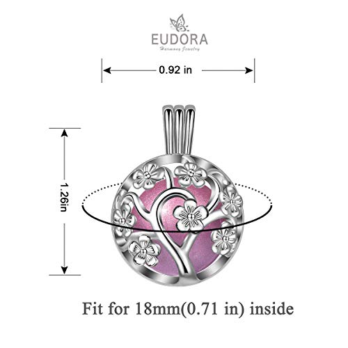 EUDORA Harmony Ball Flor de Cerezo Bisuteria Collares de Mujer, Llamador de Angeles Embarazada, Colgantes de Mujer Primer Embarazo Mamá Regalos Originales para Mujer Hermana, 76,2cm