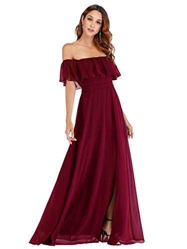 Ever-Pretty A-línea Vestido de Noche Verano para Mujer Borgoña 52