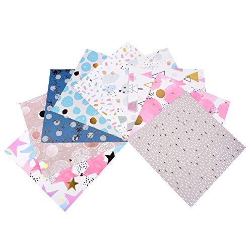 ewtshop® 2 Bloc de Papel de diseño HOTFOIL, Stars&Dots + Elegance, 25 x 25 cm, 20 diseños, Papel con diseño Brillante y lámina Dorada