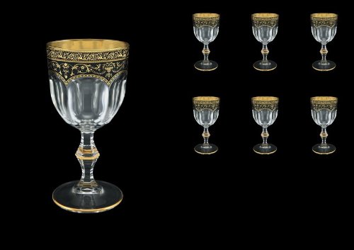Exclusive Bohemia Cristal copas de vino Flora's Dream 170 ml con decoración oro negro