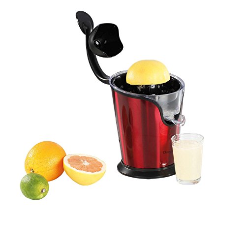 Exprimidor eléctrico de cítricos con boquilla, exprimidor de naranjas, 100 W (exprimidor, 2 conos de prensa, motor silencioso, doble boquilla, rojo)