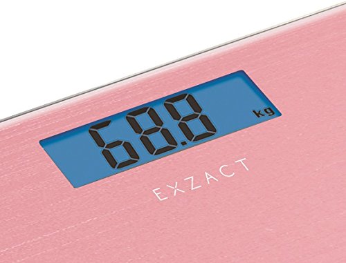 Exzact Báscula Corporal Electrónica/Báscula de Baño Digital/Escala Personal - 180kg - Exhibición del LCD de la contraluz (Rosa Metalizado)