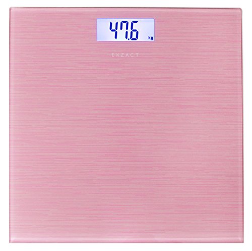 Exzact Báscula Corporal Electrónica/Báscula de Baño Digital/Escala Personal - 180kg - Exhibición del LCD de la contraluz (Rosa Metalizado)