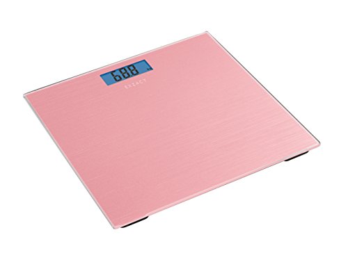 Exzact Báscula Corporal Electrónica/Báscula de Baño Digital/Escala Personal - 180kg - Exhibición del LCD de la contraluz (Rosa Metalizado)