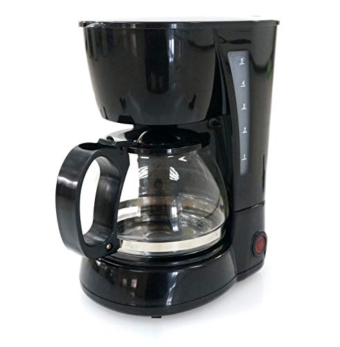 Family Care Cafetera de Goteo, cafetera eléctrica, Jarra 0.6 litros para 4 Tazas, Acero inoxidable y plástico, color Negro, 650 W
