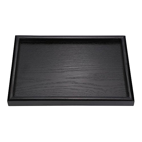 fdit Madera Bandeja para servir rectángulo té de fruta plato de desayuno para Home Hotel Cafe Coffee kantinen Negro Lacado, 30*20*2cm