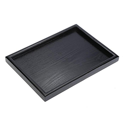 fdit Madera Bandeja para servir rectángulo té de fruta plato de desayuno para Home Hotel Cafe Coffee kantinen Negro Lacado, 30*20*2cm