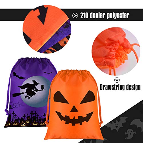 FEPITO Bolsas de Dulces, Bolsas Golosinas con Cordón de Halloween, Bolsas de Halloween para Suministros de Fiesta de Halloween (18 Pcs)