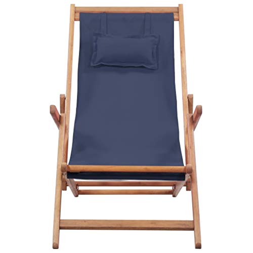 Festnight Silla de Playa Jardin Tumbonas Plegable 3 Posiciones Ajustables con Almohada Azul
