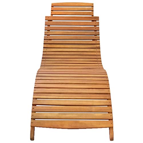 Festnight Tumbona de Madera Maciza de Acacia Tumbona Plegable Tumbonas de Madera Tumbonas Jardin Exterior Funda de los Cojines Lavable Marrón