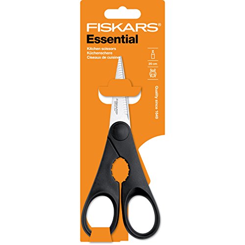 Fiskars Tijeras de cocina, Color Negro/Plata, Longitud total 20 cm