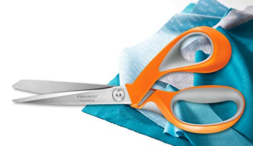 Fiskars Tijeras multiuso, Longitud de las hojas: 9,5 cm, Hoja de acero inoxidable/Mangos de plástico, Naranja, RazorEdge, 1014579