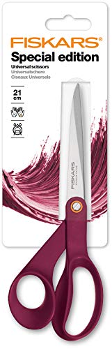 Fiskars Tijeras Universales, Longitud: 21 cm, Acero de Calidad/Plástico, Inspiration, Merlot, 1027491