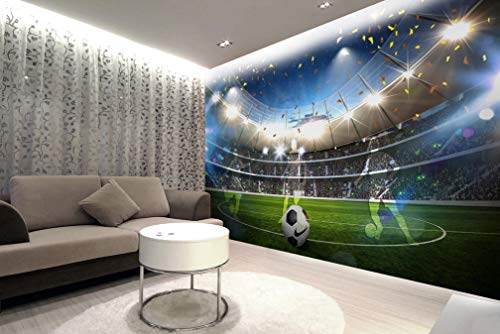 Fotomurales Tamaño Personalizable Mural Papel Tapiz 3D Foto Campo De Fútbol Sala De Estar Sofá Tv Fondo Dormitorio Tela De Seda Mural 200(Ancho) X140(Alto) Cm