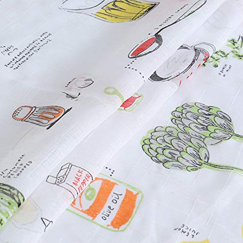 Frenessa 1 Pieza Visillo Estampadas con Presillas, Cortina Translucidas para Dormitorio o Cocina Decoración de Ventanas, Diseño de Vegetales, 140 x 140 cm