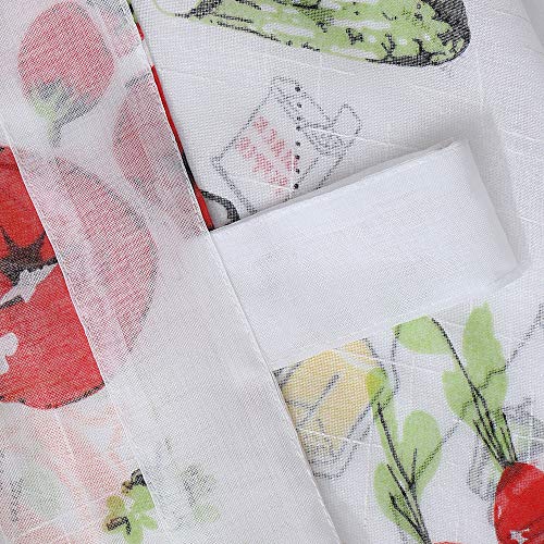 Frenessa 1 Pieza Visillo Estampadas con Presillas, Cortina Translucidas para Dormitorio o Cocina Decoración de Ventanas, Diseño de Vegetales, 140 x 140 cm