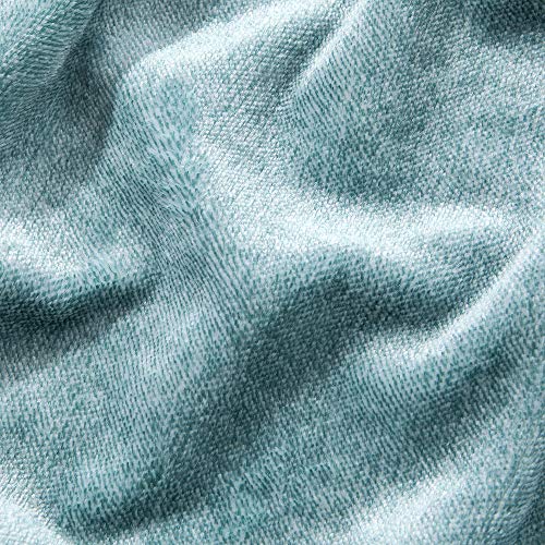 Frenessa Manta de Sofá y Cama Mantas Catiónica Suave con Tacto de Terciopelo para Adultos y Niños Dormitorio Colcha de Otoño y Invierno, 100% Poliéster 280g/m², 130 x 160 cm, Color Turquesa y Blanco