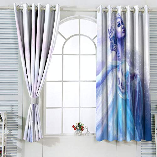 Frozen Elsa - Cortinas opacas con ojales sólidos (63 x 63 cm)