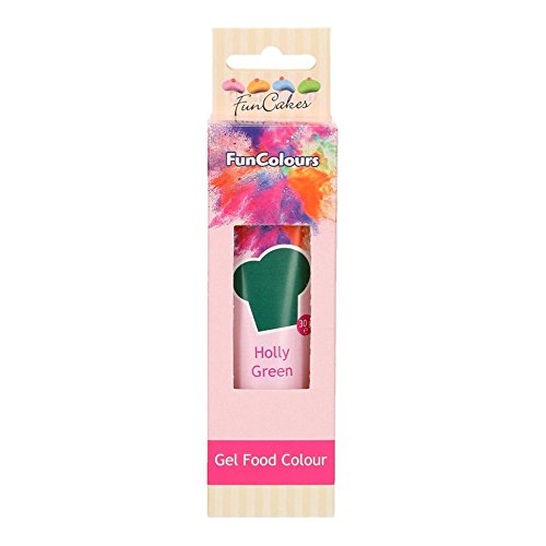 FunCakes FunColours Colorante en Gel Superconcentrado Comestible Insaboro para todo tipo de Cremas y Masas Color Holly Green Verde Acebo, 30g FC50170