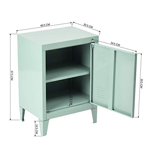 FURNITURE-R France - Mueble bajo de Metal indus Vintage, Extremo de sofá, Mini Biblioteca, gabinete, Dimensiones 40,5 x 30,5 x 57,5 cm, Color Verde, 403057 cm