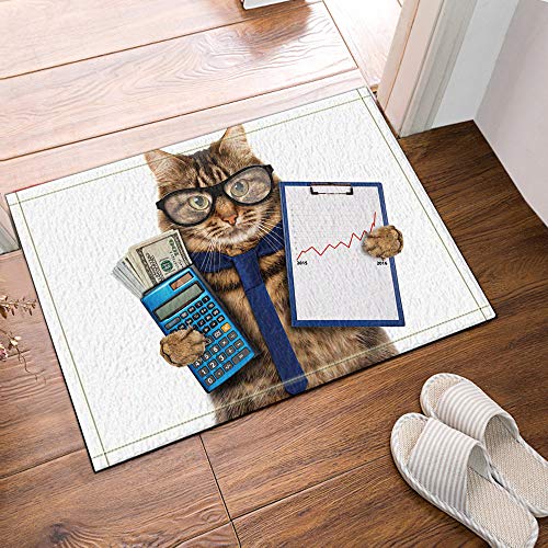 GAOFENFFR Lindo Gatito marrón con Ojos Azules de Ojos Azules y Mesa de Venta sobre Fondo Blanco Impermeable Antideslizante sin químicos tapetes