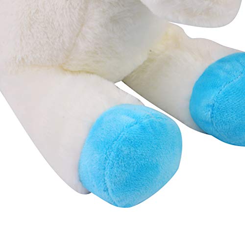 Georgie Porgy Niños Unicornio De Peluche con Cola Arcoiris Multicolor Pony De Peluche Regalos de Peluche para Niñas Mayores de 3 Años (Blanco 15'')