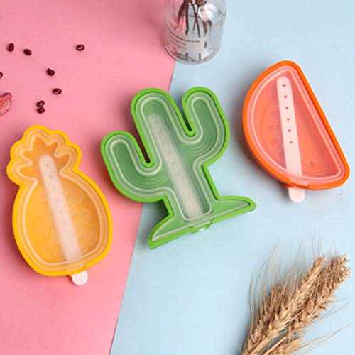 GerFogoo - Moldes para helado reutilizables, diseño de piña, cactus, sandía, helado casero para niños y adultos (piña)