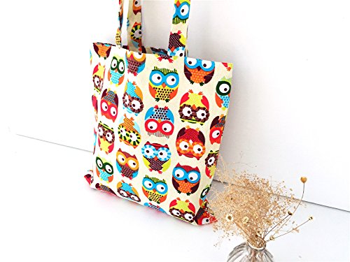Gespout Mochila Niña Mujeres Bolso Cosmético Bolsa Compras Paquete Toalla Ropa Almacenamiento Organizadores Playa Viaje Vacaciones Casual Estilo Búho Patrón 1pcs 35 * 37cm Amarillo