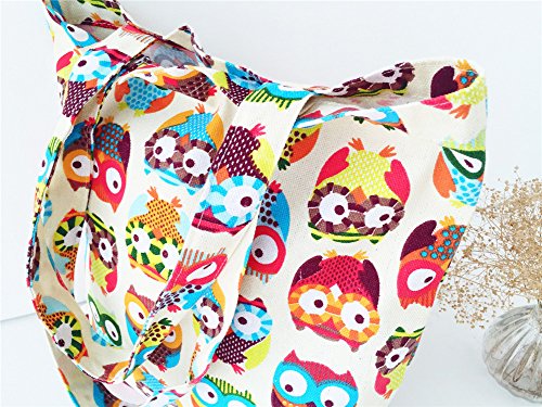 Gespout Mochila Niña Mujeres Bolso Cosmético Bolsa Compras Paquete Toalla Ropa Almacenamiento Organizadores Playa Viaje Vacaciones Casual Estilo Búho Patrón 1pcs 35 * 37cm Amarillo