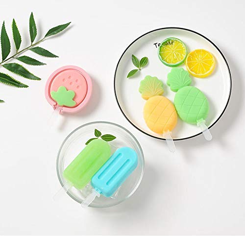 GJNVBDZSF Moldes para Helado, Molde para paletas de Helado de Silicona de piña y Fresa con Tapa Molde para Polo de Hielo Hecho en casa DIY fácil de Limpiar
