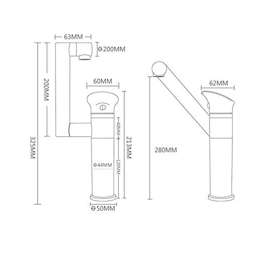 Grifo de cocina / Grifo de la cocina - Grifos mezcladores Rotación de 360 grados de cobre completo de agua fría y fría del lavabo del lavabo del lavabo del lavabo - Grifos de fregadero de cocina neg