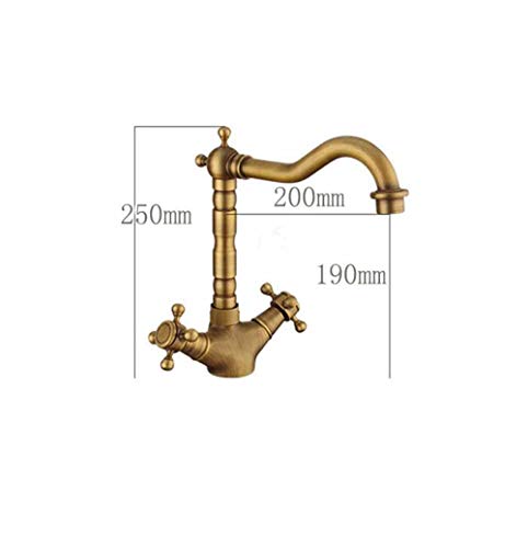 Grifos de lavabo cromados Swan monobloque vintage Baño Cocina Grifería Grifería Lavabo Grifo monomando de baño con doble orificio, grifo monomando de latón antiguo, grifo del fregadero del baño,