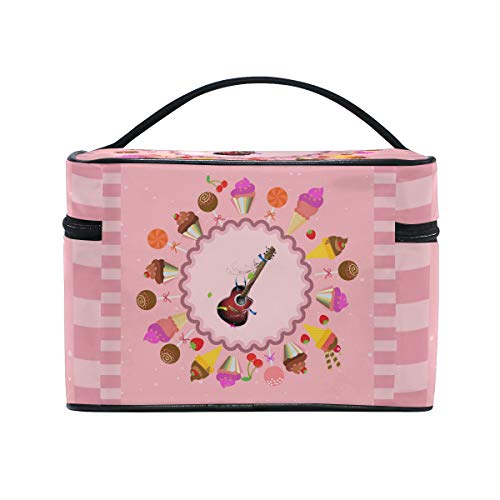 Guitarra De Helado Bolsa Mochila de Maquillaje Almacenamiento Organizador de Cosméticos Portátil Estuche para Mujeres Señoras Niñas