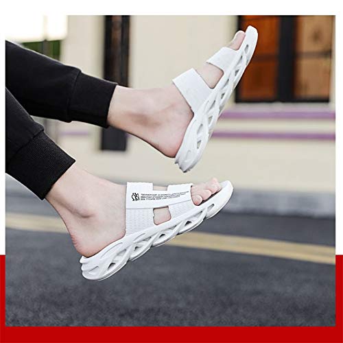 HAOXUAN Calzado Abierto Zapatillas de Goma Material Plano Diapositivas Sandalias Suave Resistente al Desgaste y Antideslizante, Que se Sienta cómodo, Relajado y Libre en Cualquier Entorno,Blanco,44