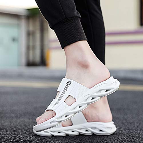 HAOXUAN Calzado Abierto Zapatillas de Goma Material Plano Diapositivas Sandalias Suave Resistente al Desgaste y Antideslizante, Que se Sienta cómodo, Relajado y Libre en Cualquier Entorno,Blanco,44