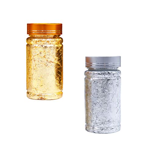 Healifty Foil Paillette Foil Nail Glitter Gold Leaf Schabin Flakes Láminas metálicas para dorar, pintura, manualidades, 9 g (dorado), color Colores variados. Size 1