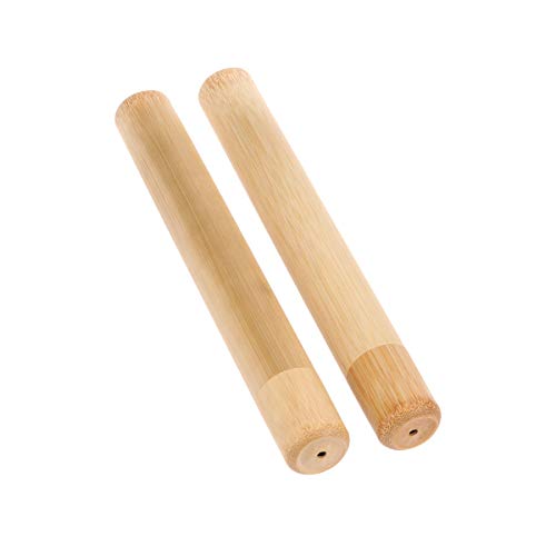 Healifty Tubo redondo de bambú de la caja del cepillo de dientes del tenedor del cepillo de dientes portátil para el viaje 2pcs
