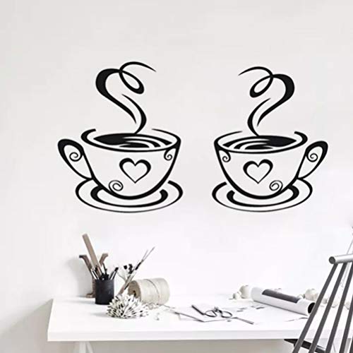Hemoton Pegatinas pared Decorativas, 8PCS Pegatinas de Pared Estilo de Cafe con leche Etiqueta de Pared para Decoracion Hall Dormitorio Sala Comedor Cafetería Restaurante Bar, 31x19 cm