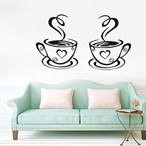 Hemoton Pegatinas pared Decorativas, 8PCS Pegatinas de Pared Estilo de Cafe con leche Etiqueta de Pared para Decoracion Hall Dormitorio Sala Comedor Cafetería Restaurante Bar, 31x19 cm