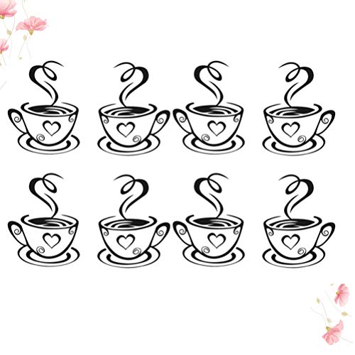 Hemoton Pegatinas pared Decorativas, 8PCS Pegatinas de Pared Estilo de Cafe con leche Etiqueta de Pared para Decoracion Hall Dormitorio Sala Comedor Cafetería Restaurante Bar, 31x19 cm