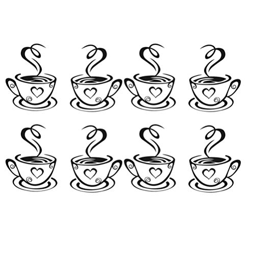 Hemoton Pegatinas pared Decorativas, 8PCS Pegatinas de Pared Estilo de Cafe con leche Etiqueta de Pared para Decoracion Hall Dormitorio Sala Comedor Cafetería Restaurante Bar, 31x19 cm
