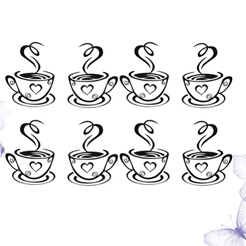 Hemoton Pegatinas pared Decorativas, 8PCS Pegatinas de Pared Estilo de Cafe con leche Etiqueta de Pared para Decoracion Hall Dormitorio Sala Comedor Cafetería Restaurante Bar, 31x19 cm