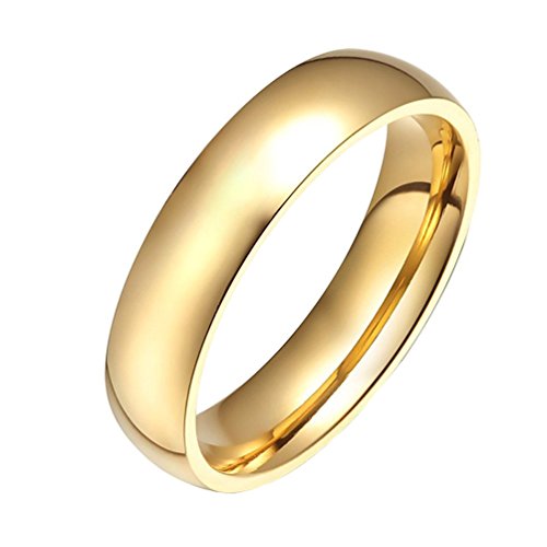 HIJONES Joyería Mujeres Acero Inoxidable 18K Oro Anillo Plateado Talla 17