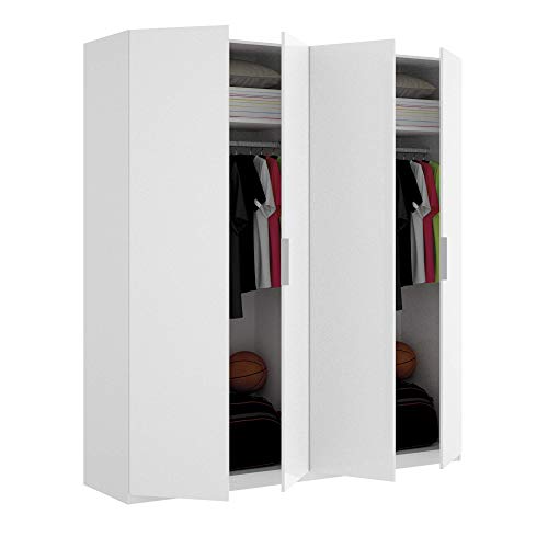 HOMEKIT Armario 4 Puertas batientes, Blanco BRILO, 180x204x52 cm